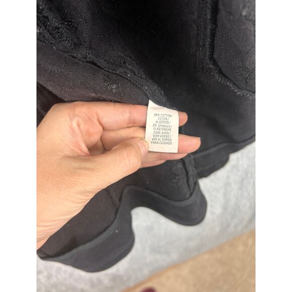 Upcycled Black Denim Jacket w/ Real Fox Fur Stole Collar – Size 8 - Picture 8 of 14